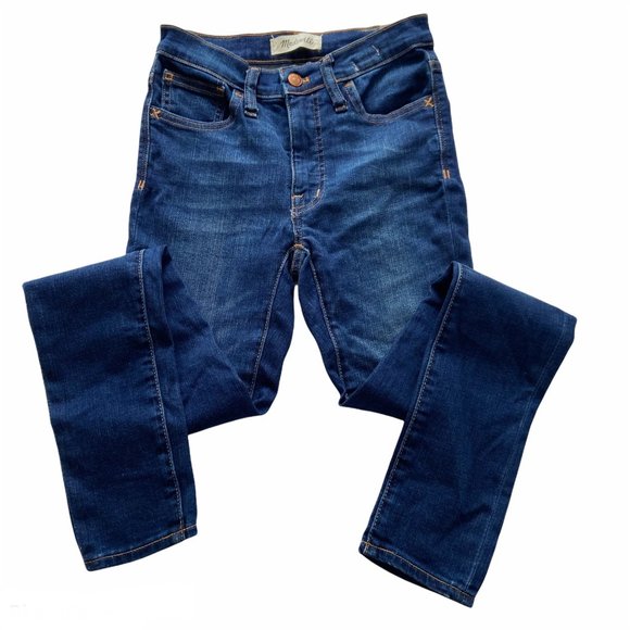 NWT Madewell 9” Mid Rise Dark Blue Classic 5 Pocket Skinny Cotton Blend Jeans 24 - Picture 1 of 12